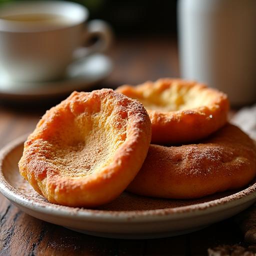 Plato con torrijas caseras espolvoreadas con canela.